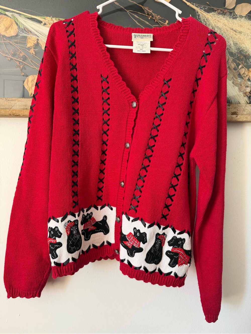 Pendleton Red Scottie Dog Knit Cardigan Sweater